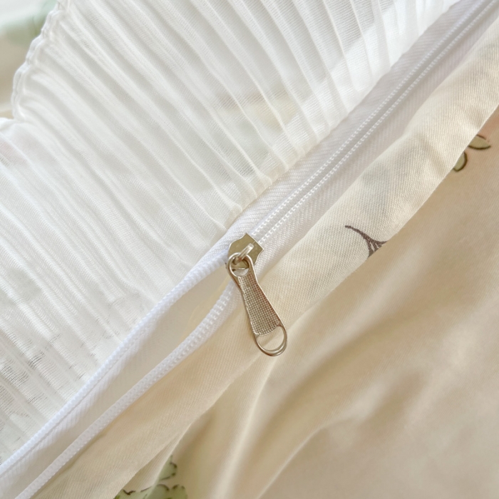 91家纺网 家纺一手货源 找家纺 添越 2024小清新韩版蕾丝花边纯棉夹棉床盖三件套全棉丛林小兔