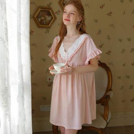 91家纺网 家纺一手货源 找家纺 洛兰沙 2023新款402V粉睡裙