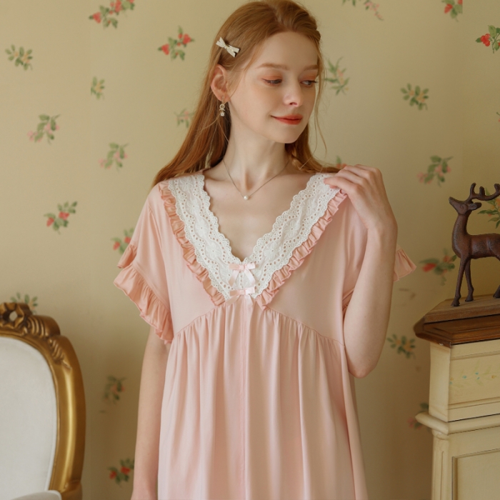 91家纺网 家纺一手货源 找家纺 洛兰沙 2023新款402V粉睡裙