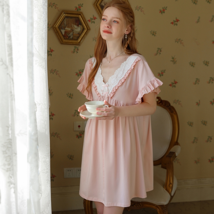 91家纺网 家纺一手货源 找家纺 洛兰沙 2023新款402V粉睡裙