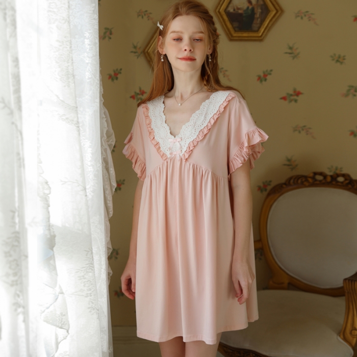 91家纺网 家纺一手货源 找家纺 洛兰沙 2023新款402V粉睡裙