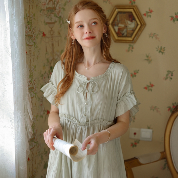 91家纺网 家纺一手货源 找家纺 洛兰沙 2023新款403绿色睡裙