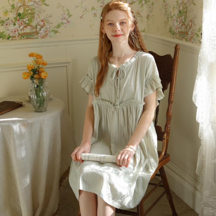 91家纺网 家纺一手货源 找家纺 洛兰沙 2023新款403绿色睡裙