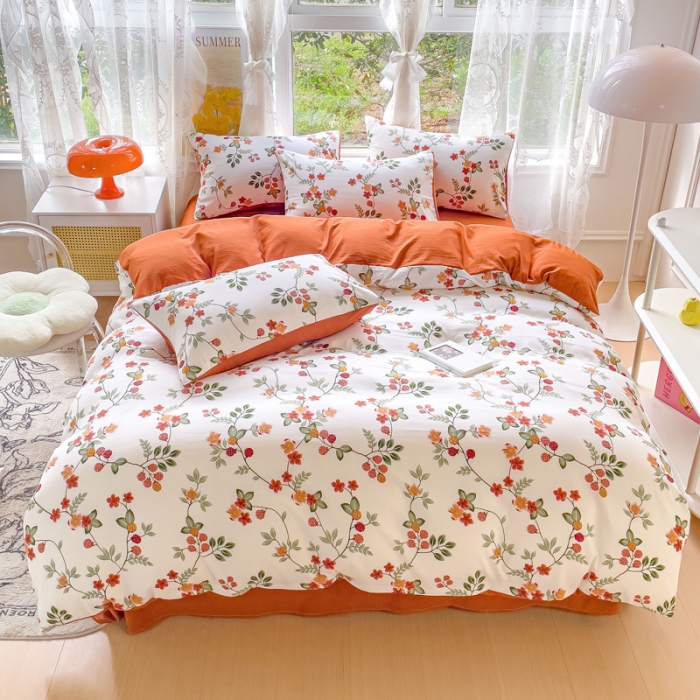 91家纺网 家纺一手货源 找家纺 (总）米瑞娜 2024新款春夏105克双层纱水洗棉麻印花四件套 