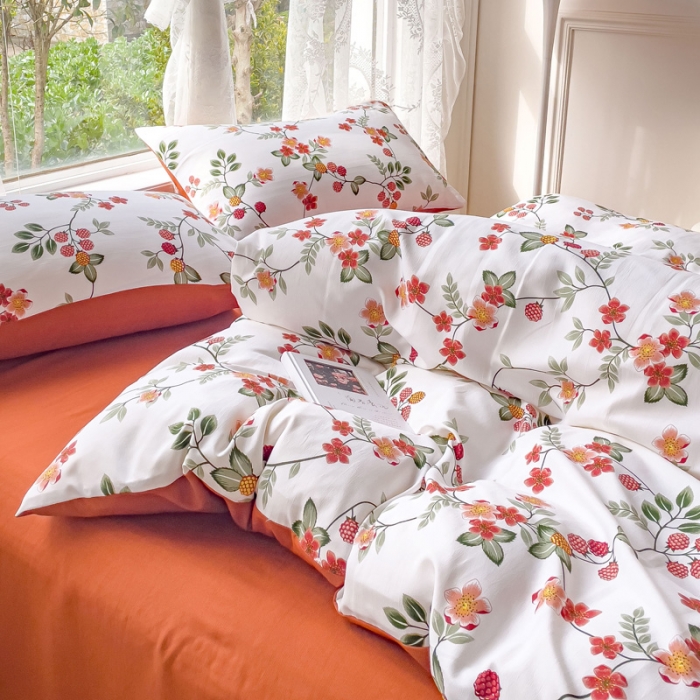 91家纺网 家纺一手货源 找家纺 (总）米瑞娜 2024新款春夏105克双层纱水洗棉麻印花四件套 