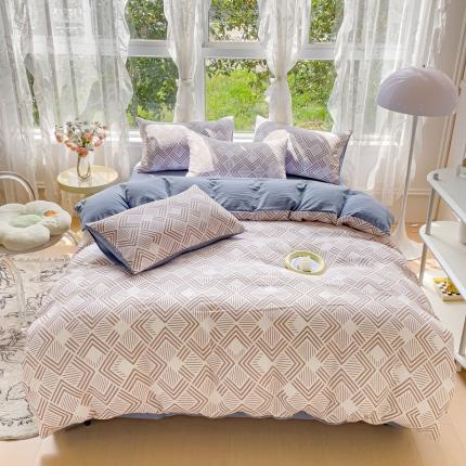 91家纺网 家纺一手货源 找家纺 米瑞娜 2024新款春夏105克双层纱水洗棉麻印花四件套 维纳斯