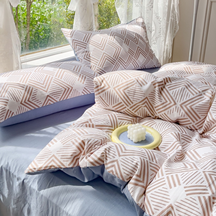 91家纺网 家纺一手货源 找家纺 米瑞娜 2024新款春夏105克双层纱水洗棉麻印花四件套 维纳斯