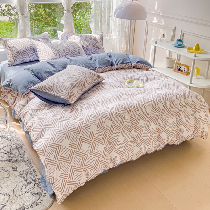 91家纺网 家纺一手货源 找家纺 米瑞娜 2024新款春夏105克双层纱水洗棉麻印花四件套 维纳斯