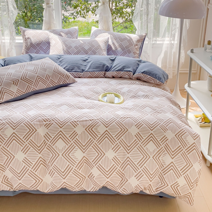 91家纺网 家纺一手货源 找家纺 米瑞娜 2024新款春夏105克双层纱水洗棉麻印花四件套 维纳斯