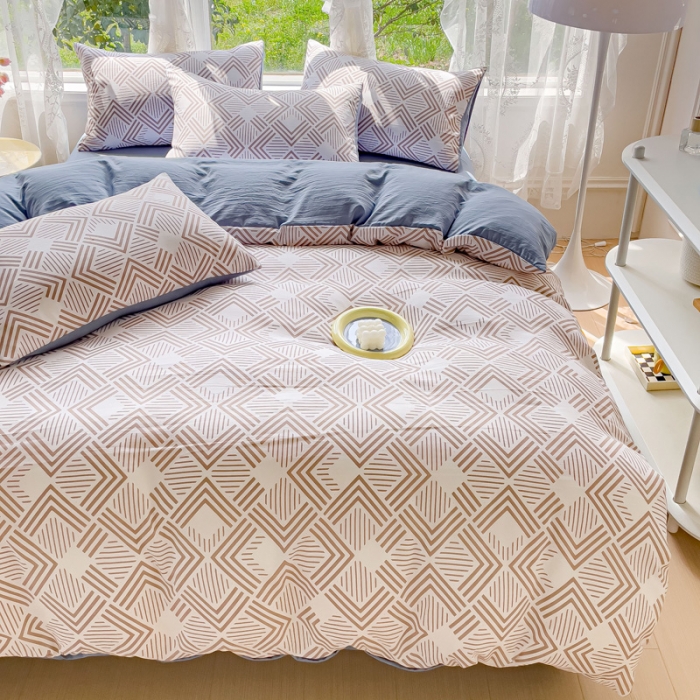 91家纺网 家纺一手货源 找家纺 米瑞娜 2024新款春夏105克双层纱水洗棉麻印花四件套 维纳斯