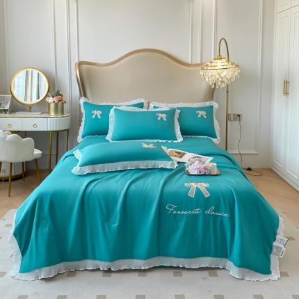 91家纺网 家纺一手货源 找家纺 （总）伊人居2024新款玫瑰花蝶刺绣水洗真丝夏被四件套