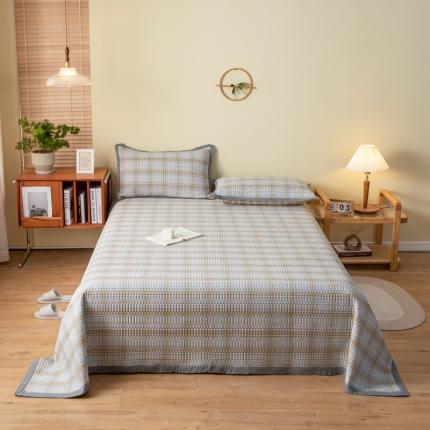 91家纺网 家纺一手货源 找家纺 （总）上喜 热卖色织全棉水洗棉格纹款床盖三件套多功能被子四件套