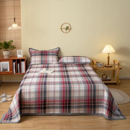 91家纺网 家纺一手货源 找家纺 （总）上喜 热卖色织全棉水洗棉格纹款床盖三件套多功能被子四件套