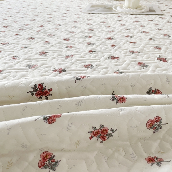 91家纺网 家纺一手货源 找家纺 忘忧草  2023新款13372全棉夹棉床笠式床裙纯棉 如愿