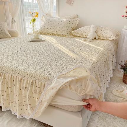 91家纺网 家纺一手货源 找家纺 忘忧草  2023新款13372全棉夹棉床笠式床裙纯棉 贝贝熊