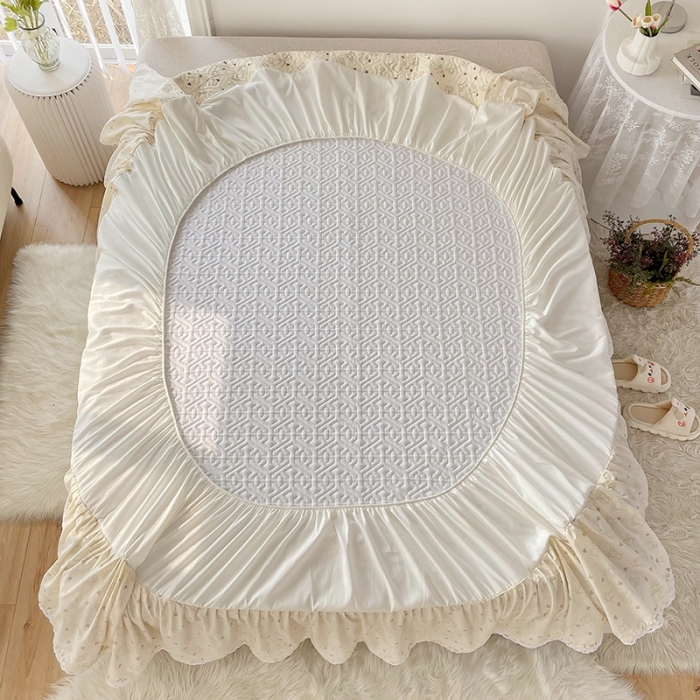 91家纺网 家纺一手货源 找家纺 忘忧草  2023新款13372全棉夹棉床笠式床裙纯棉 贝贝熊