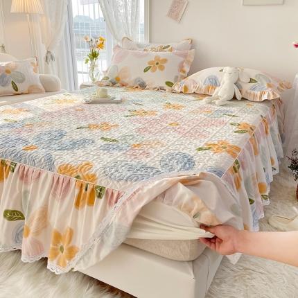 忘忧草  2023新款13372全棉夹棉床笠式床裙纯棉 秋洛