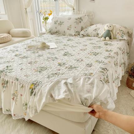 91家纺网 家纺一手货源 找家纺 （总）忘忧草  2025新款13372全棉夹棉床笠式床裙纯棉