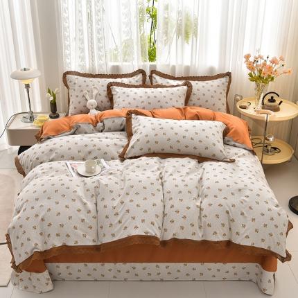 91家纺网 家纺一手货源 找家纺 皇谱 2024新款A类臻柔棉复古印花四件套 花期待