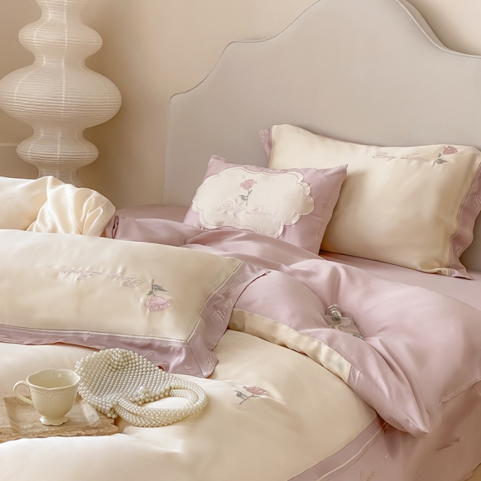 91家纺网 家纺一手货源 找家纺 总鹿班2023新款小法玫瑰系列60支莱赛尔四件套（标准会员-20）