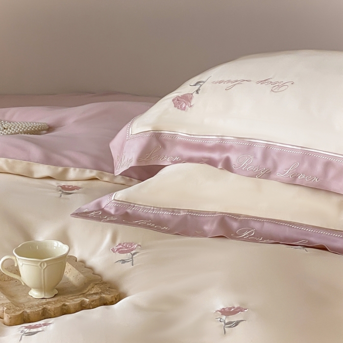 91家纺网 家纺一手货源 找家纺 总鹿班2023新款小法玫瑰系列60支莱赛尔四件套（标准会员-20）