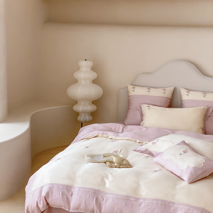 91家纺网 家纺一手货源 找家纺 总鹿班2023新款小法玫瑰系列60支莱赛尔四件套（标准会员-20）