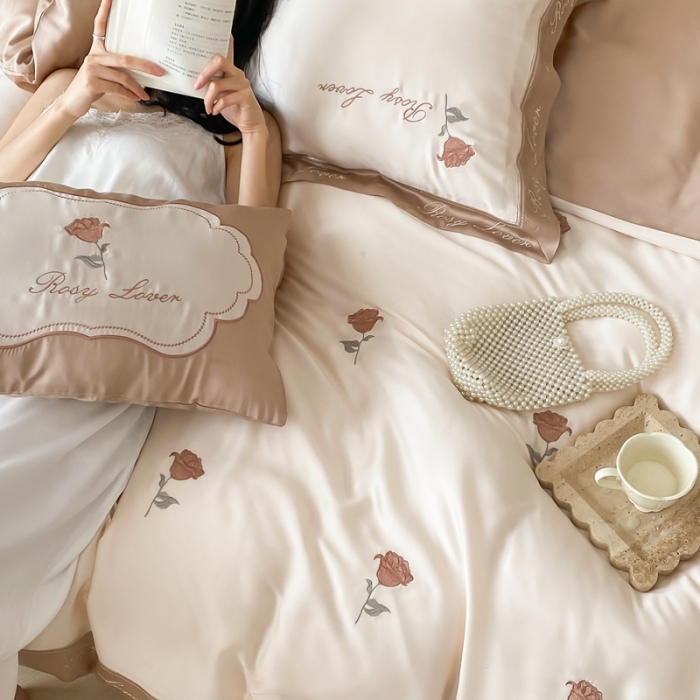 91家纺网 家纺一手货源 找家纺 鹿班家居2023新款小法玫瑰系列60支莱赛尔四件套（标准会员-20） 小法玫瑰-米亚黄