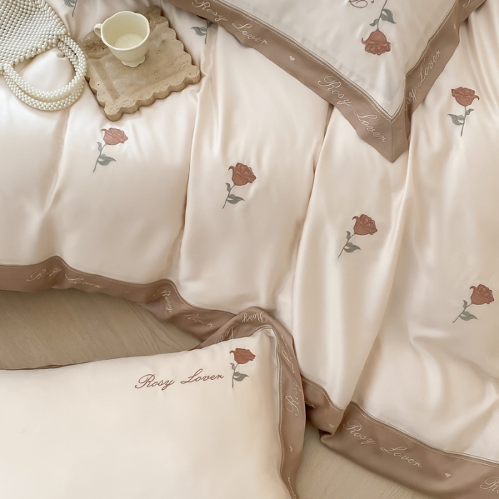 91家纺网 家纺一手货源 找家纺 鹿班家居2023新款小法玫瑰系列60支莱赛尔四件套（标准会员-20） 小法玫瑰-米亚黄