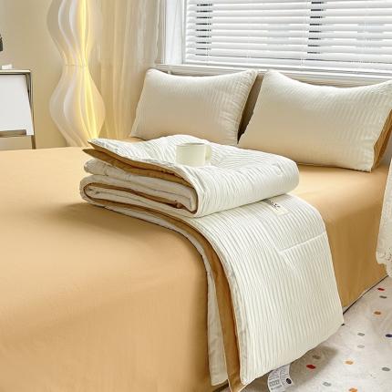 寐居家纺 2023新款泡泡纱夏被四件套 泡泡纱-奶咖白