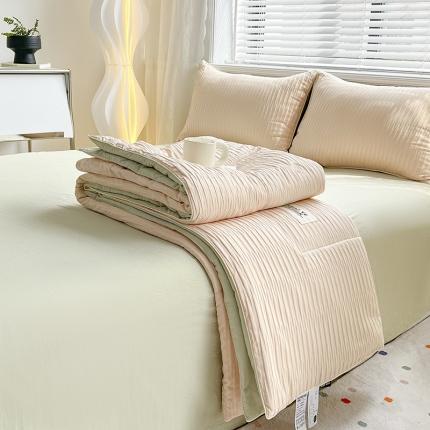 寐居家纺 2023新款泡泡纱夏被四件套 泡泡纱-浅粉绿