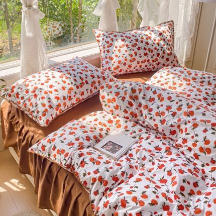 91家纺网 家纺一手货源 找家纺 （总）花伞 2023新款小清新碎花贝壳边锦棉水洗四件套