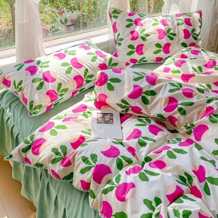 91家纺网 家纺一手货源 找家纺 （总）花伞 2023新款小清新碎花贝壳边锦棉水洗四件套