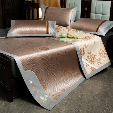 91家纺网 家纺一手货源 找家纺 恋佳 2025新款冰藤双面凉席三件套 篮球字母