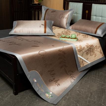 91家纺网 家纺一手货源 找家纺 恋佳 2025新款冰藤双面凉席三件套 美梦