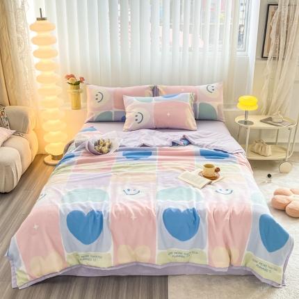 91家纺网 家纺一手货源 找家纺 （总）子钦2023新款双层纱水洗棉麻单夏被夏被四件套