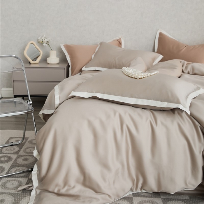 91家纺网 家纺一手货源 找家纺 2023新款春夏60天丝四件套-半夏系列 半夏-梨灰