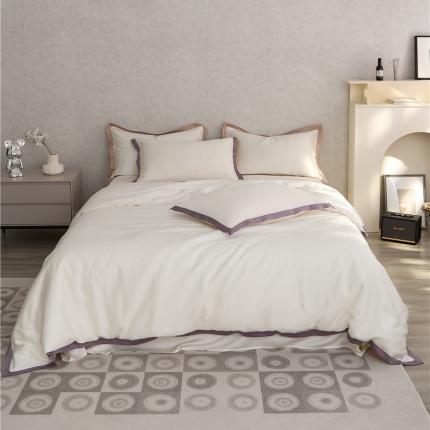 2023新款春夏60天丝四件套-半夏系列 半夏-珠白（紫）