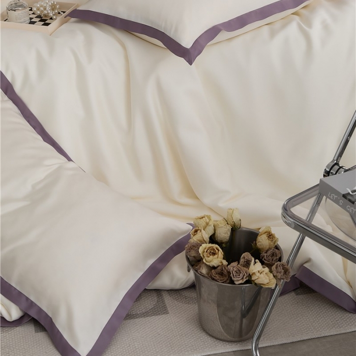 91家纺网 家纺一手货源 找家纺 2023新款春夏60天丝四件套-半夏系列 半夏-珠白（紫）