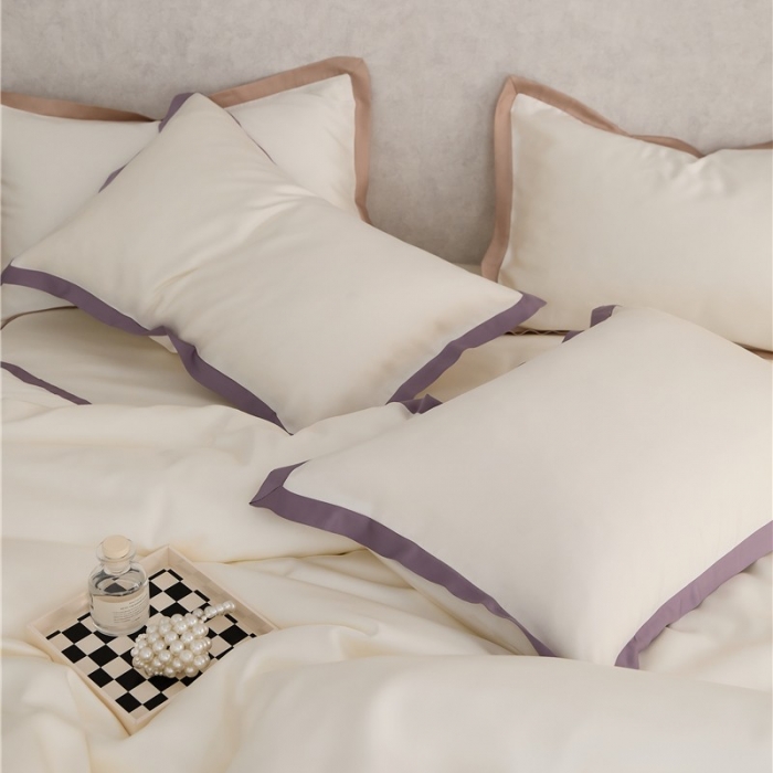 91家纺网 家纺一手货源 找家纺 2023新款春夏60天丝四件套-半夏系列 半夏-珠白（紫）