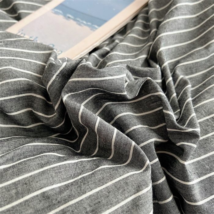 91家纺网 家纺一手货源 找家纺 北欧良品 2023新款AB版水洗棉四件套 灰细条+岩石灰