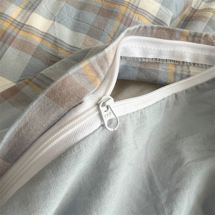 91家纺网 家纺一手货源 找家纺 北欧良品 2023新款AB版水洗棉四件套 简兮蓝+月白蓝