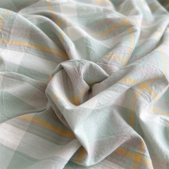 91家纺网 家纺一手货源 找家纺 北欧良品 2023新款AB版水洗棉四件套 简兮绿+竹青色