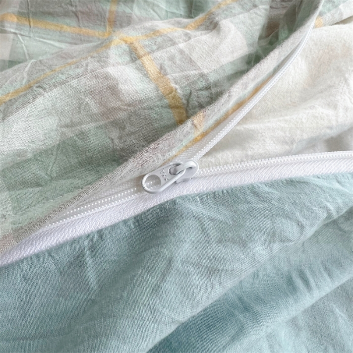 91家纺网 家纺一手货源 找家纺 北欧良品 2023新款AB版水洗棉四件套 简兮绿+竹青色