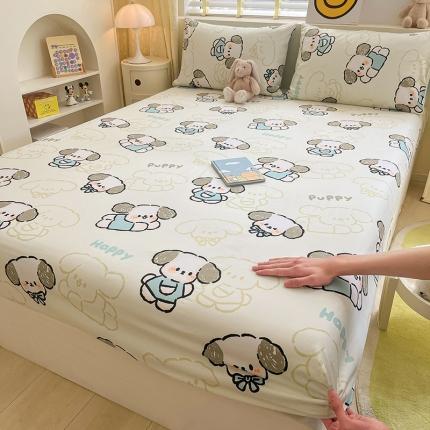 91家纺网 家纺一手货源 找家纺 瑞莱 2023新款13372全棉印花单床笠单床单班尼狗