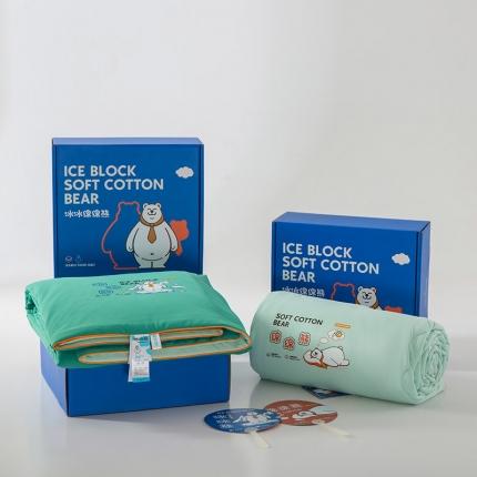 91家纺网 家纺一手货源 找家纺 被靠被 2023新款冰冰熊夏凉被空调被子直播 碧绿+果绿