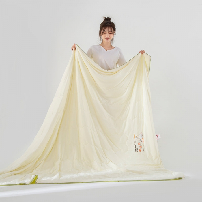 91家纺网 家纺一手货源 找家纺 被靠被 2023新款冰冰熊夏凉被空调被子直播 柠檬黄+米黄