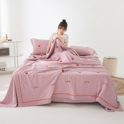 91家纺网 家纺一手货源 找家纺 （总）被靠被2023新款枫叶传情水洗棉麻夏凉被四件套空调被子