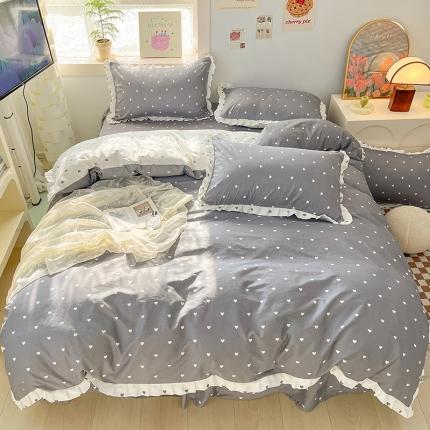 91家纺网 家纺一手货源 找家纺 静家居 202440s全棉韩版四件套 点点深情