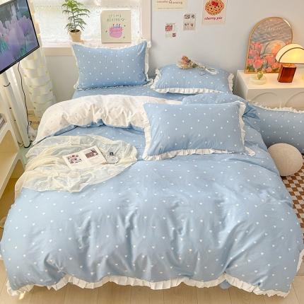 91家纺网 家纺一手货源 找家纺 静家居 202440s全棉韩版四件套 点点深情
