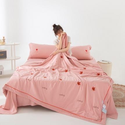 91家纺网 家纺一手货源 找家纺 （总）被靠被2023新款枫叶传情水洗棉麻夏凉被四件套空调被子